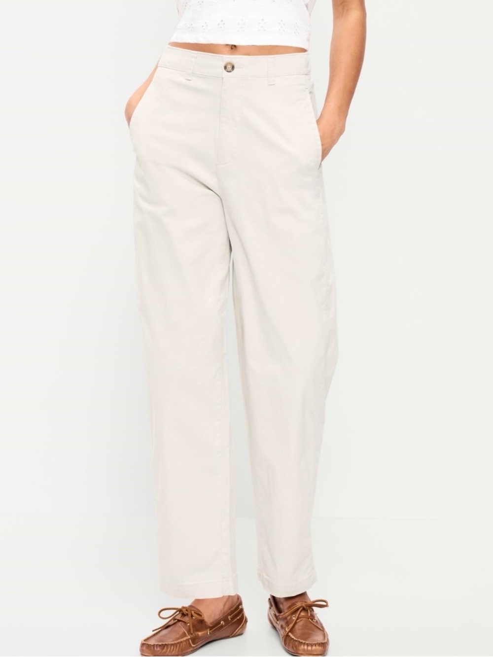 Old Navy Cream Wide-Leg High-Rise Pants